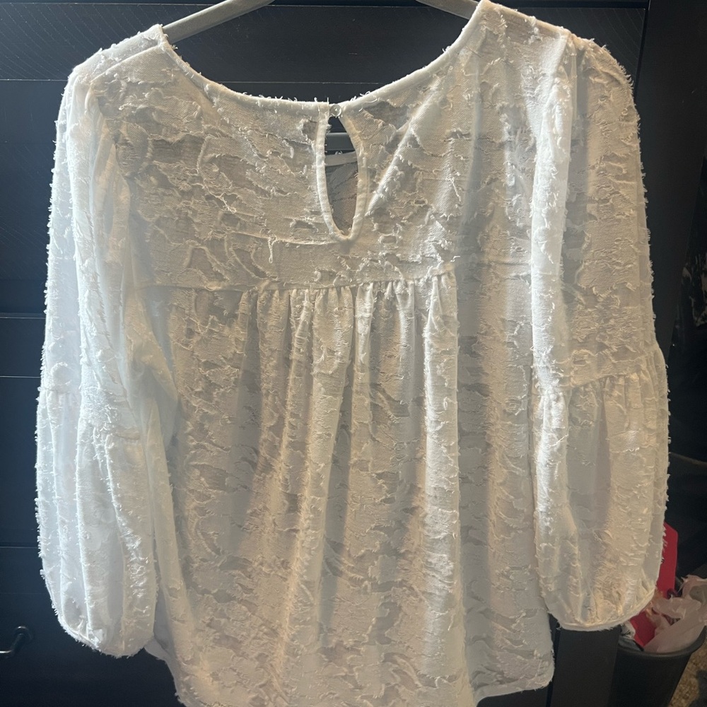 Lucky brand women’s shirt, size medium white long sleeve